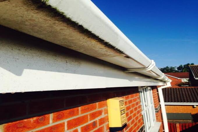 Fascia boards before professional cleaning