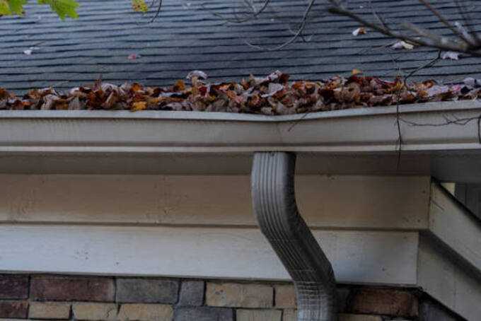 Gutters before professional cleaning